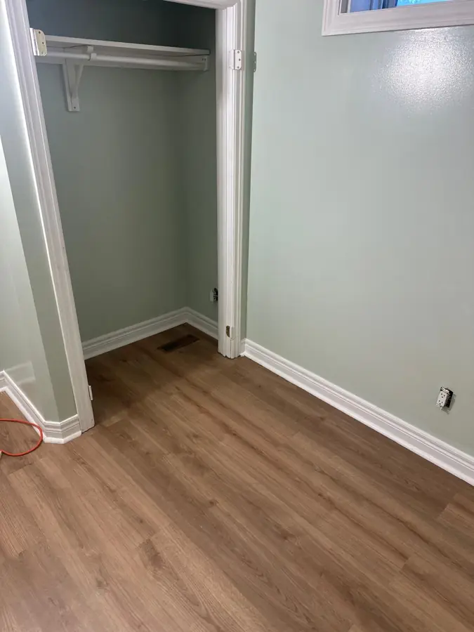 Finished room with new laminate flooring